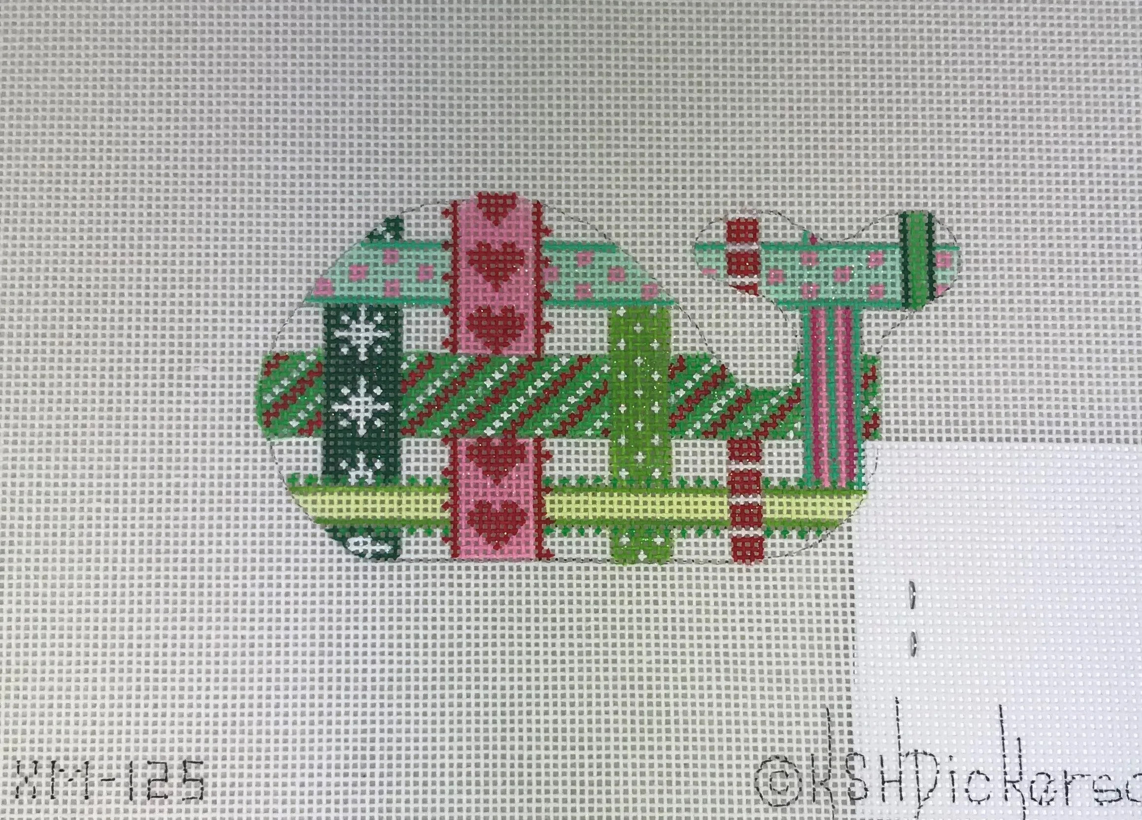 * Kate Dickerson Needlepoint XM - 125 Mini Whale - Woven Ribbon