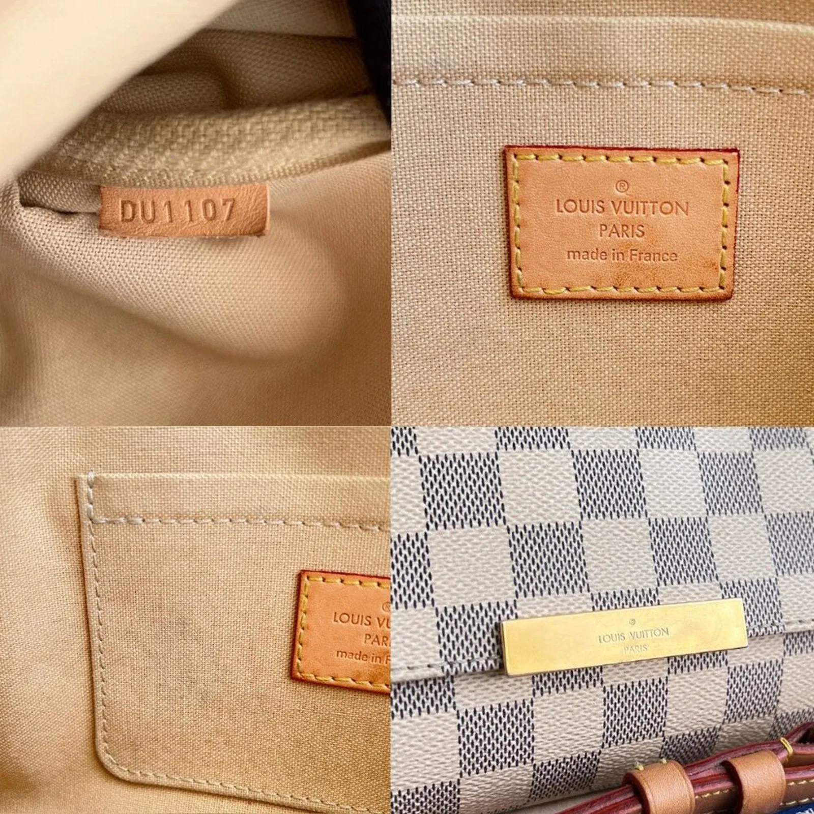 100% Authentic Louis Vuitton Favorite MM Azue Damier Crossbody Clutch Bag DU1107