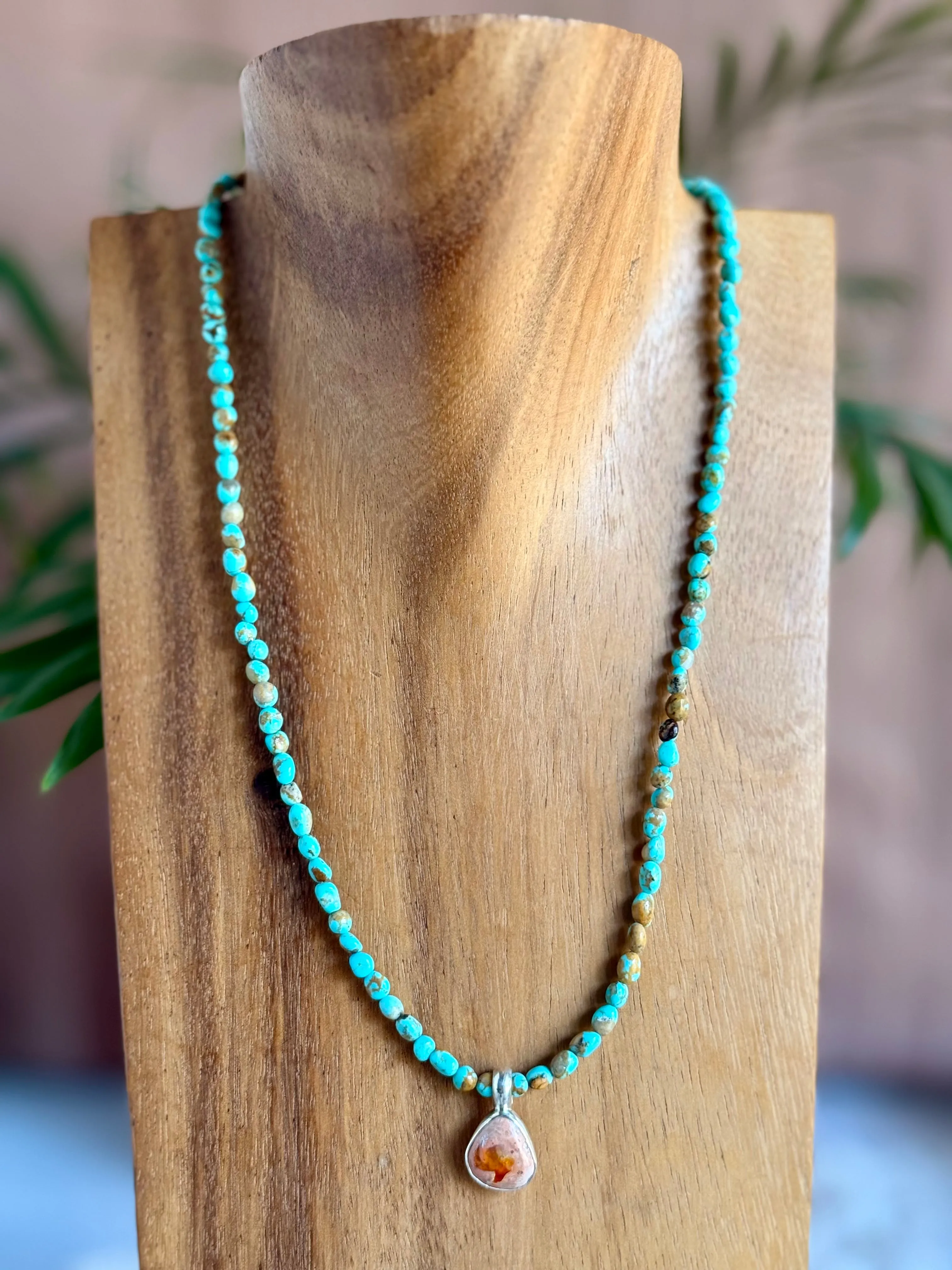 19" Campitos Turquoise   Fire Opal Necklace (2)