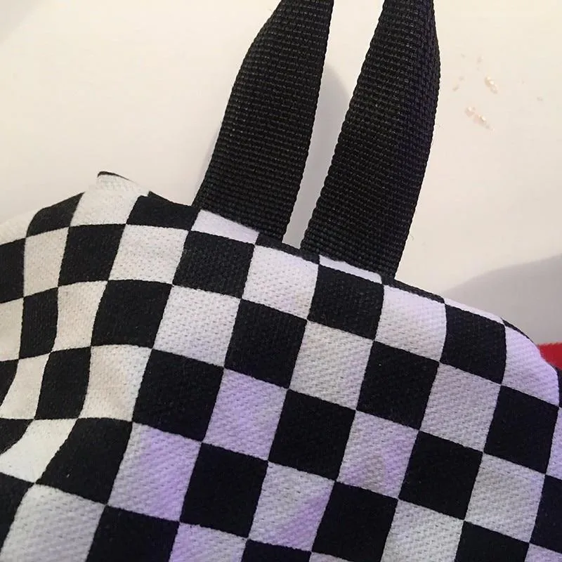 2018 new Black and white plaid Harajuku