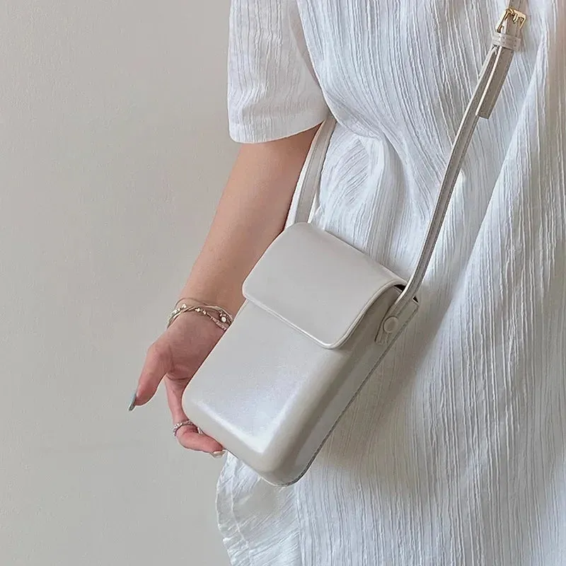 2024 Flap Crossbody Bags Women Mini PU Leather Shoulder Purses and Handbags for Girls Ladies Phone Simple Solid Bag