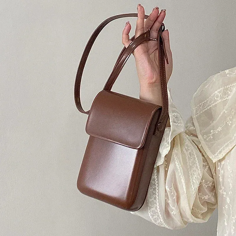 2024 Flap Crossbody Bags Women Mini PU Leather Shoulder Purses and Handbags for Girls Ladies Phone Simple Solid Bag