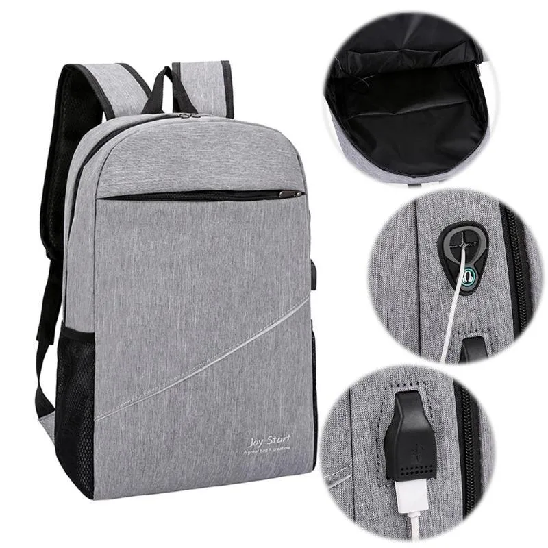 3 Piece USB Charging Canvas Anti Theft Backpack Set