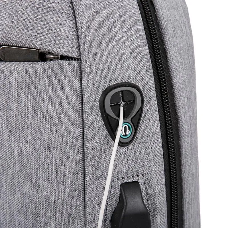 3 Piece USB Charging Canvas Anti Theft Backpack Set