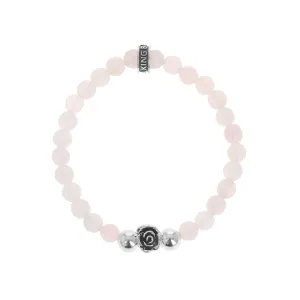 6mm Rose Quartz Bracelet with Silver Rose Bead