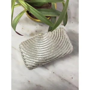 A Clutch Story Silver Beaded Cleo Clutch