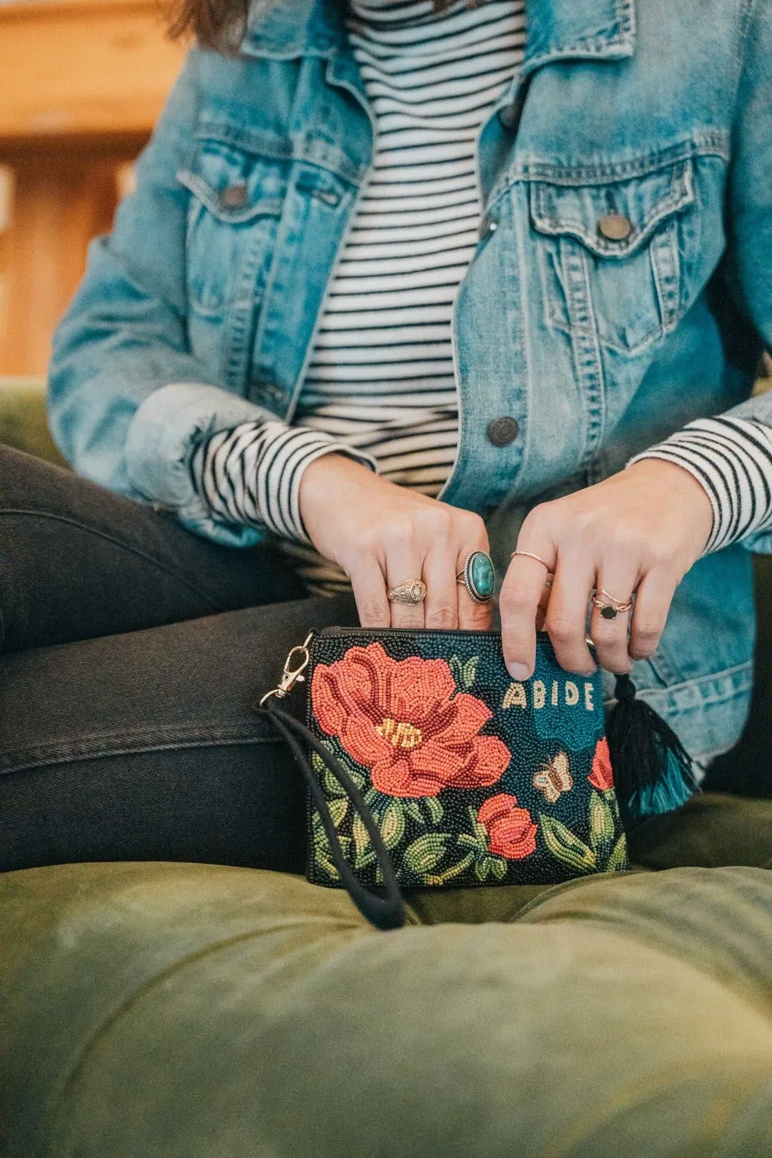 Abide Beaded Wristlet