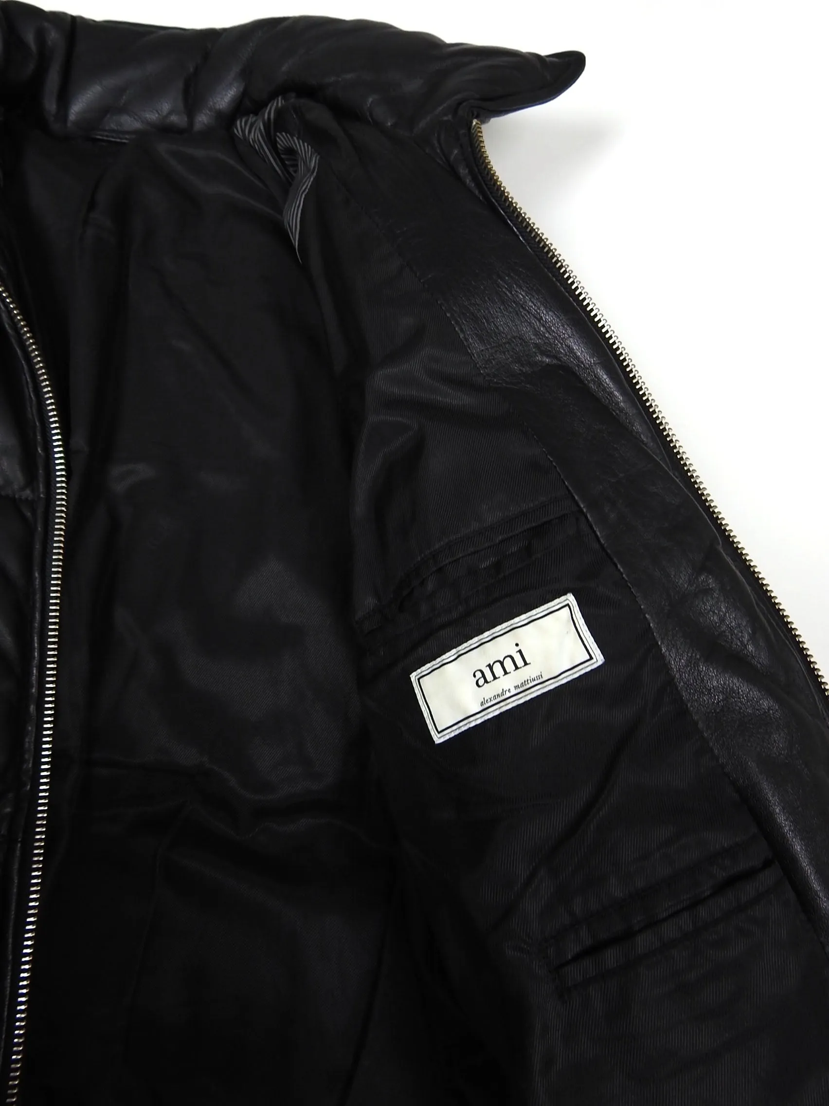 AMI Leather Puffer Coat Size Small