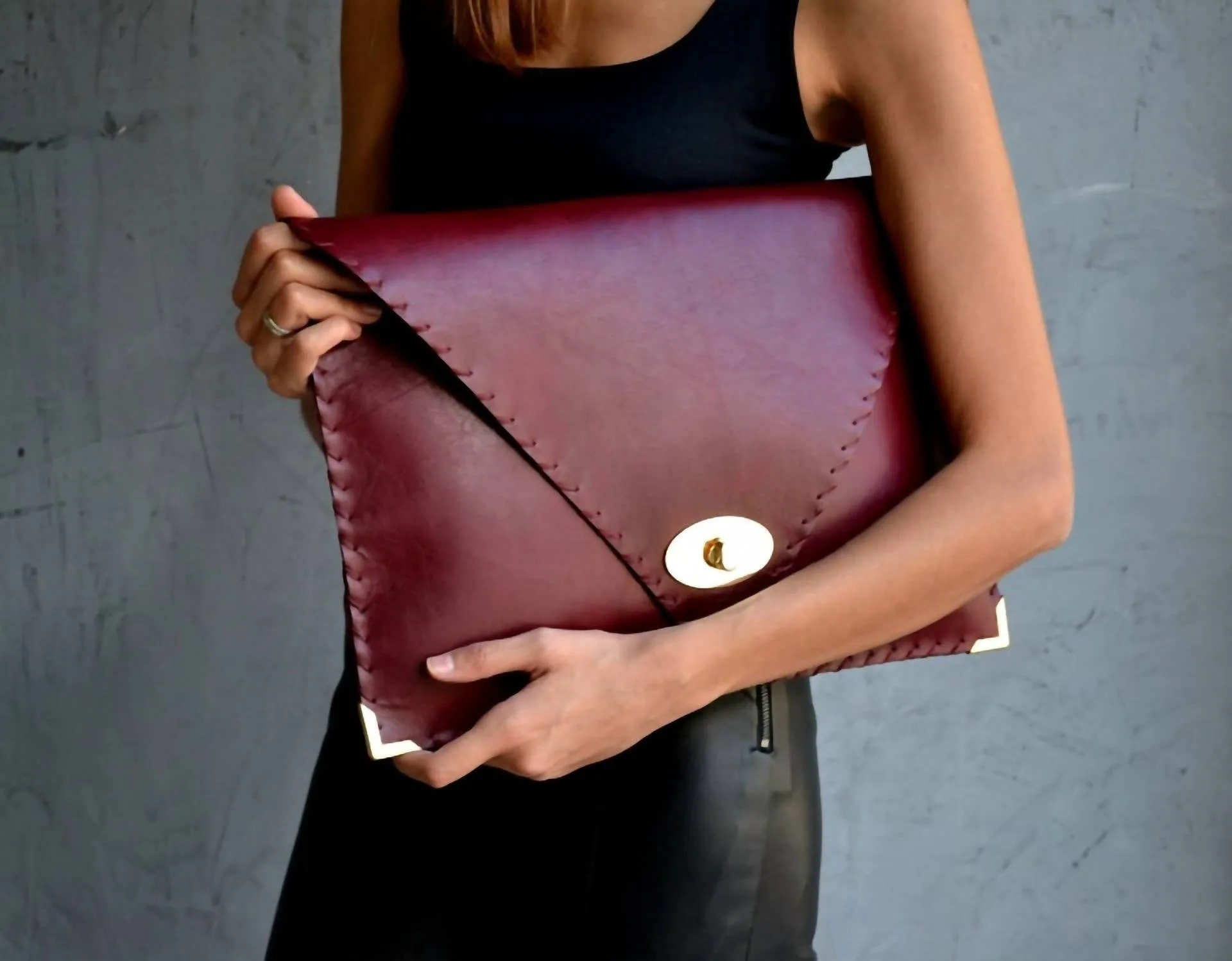 Ana Koutsi - Leather Envelope Clutch