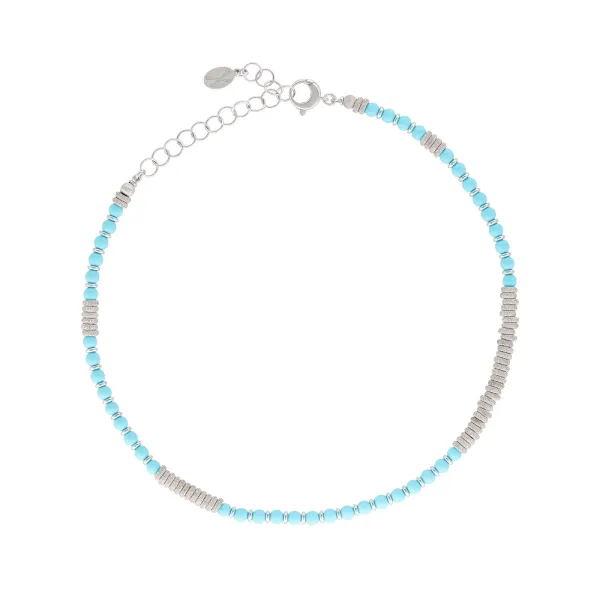 Apatite Stone Beaded Necklace with 18k White Gold Beads