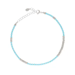 Apatite Stone Beaded Necklace with 18k White Gold Beads