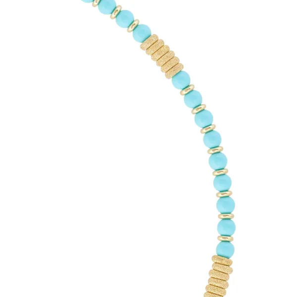 Apatite Stone Beaded Necklace with 18k Yellow Gold Beads