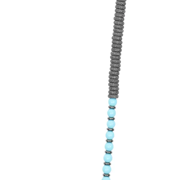 Apatite Stone Beaded Necklace with Black PVD Beads