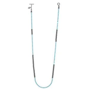Apatite Stone Beaded Necklace with Black PVD Beads