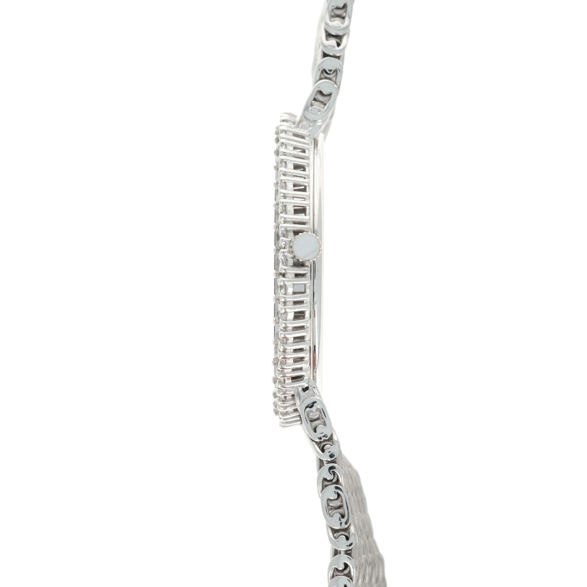 Audemars Piguet White Gold Round Watch with Pave Diamond and Sapphire Dial
