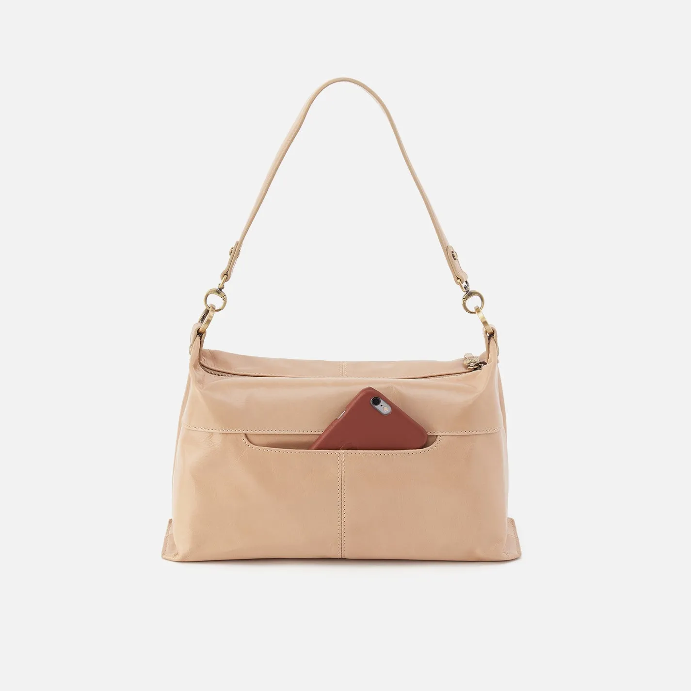Avon Shoulder Bag In Polished Leather - Sand