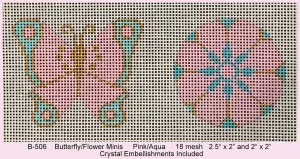 B-506 Butterfly Flower Mini in Pink/Aqua
