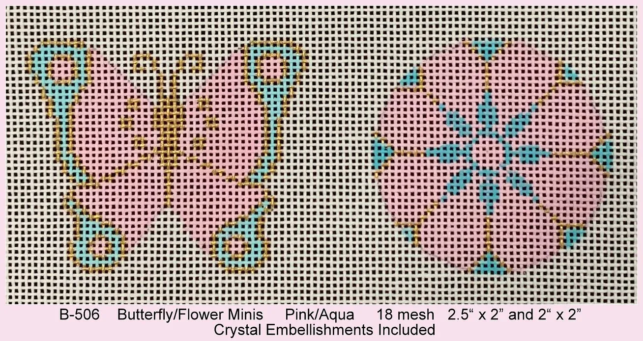 B-506 Butterfly Flower Mini in Pink/Aqua
