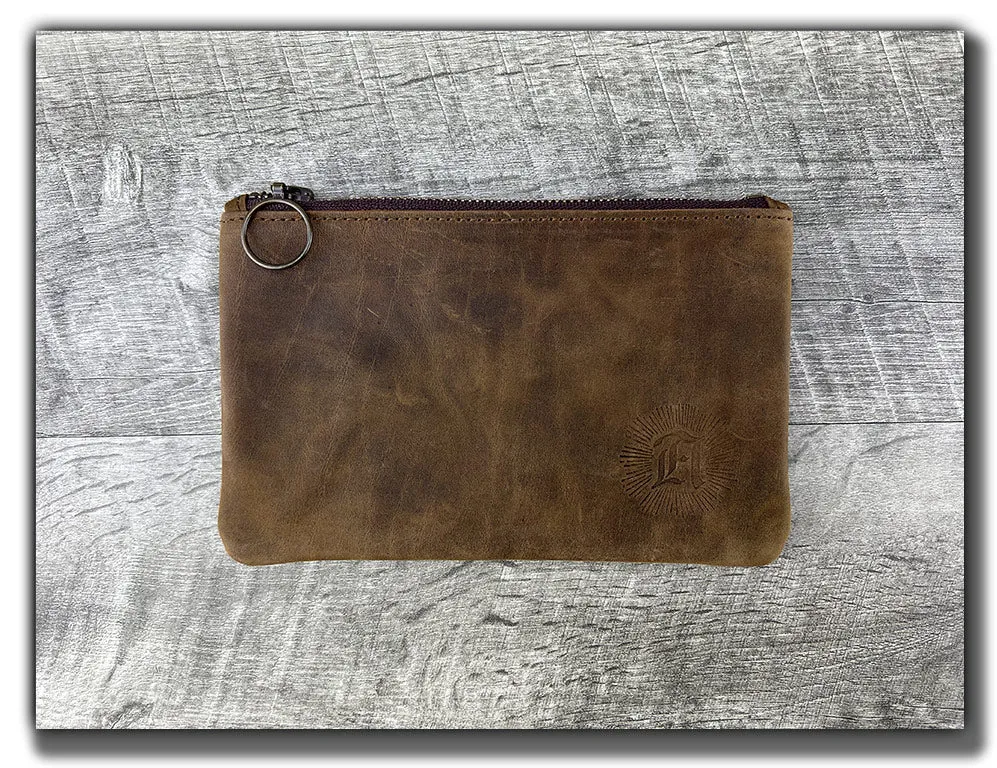 B-STOCK - Leather Zipper Pouch - Whiskey Brown Small (1)