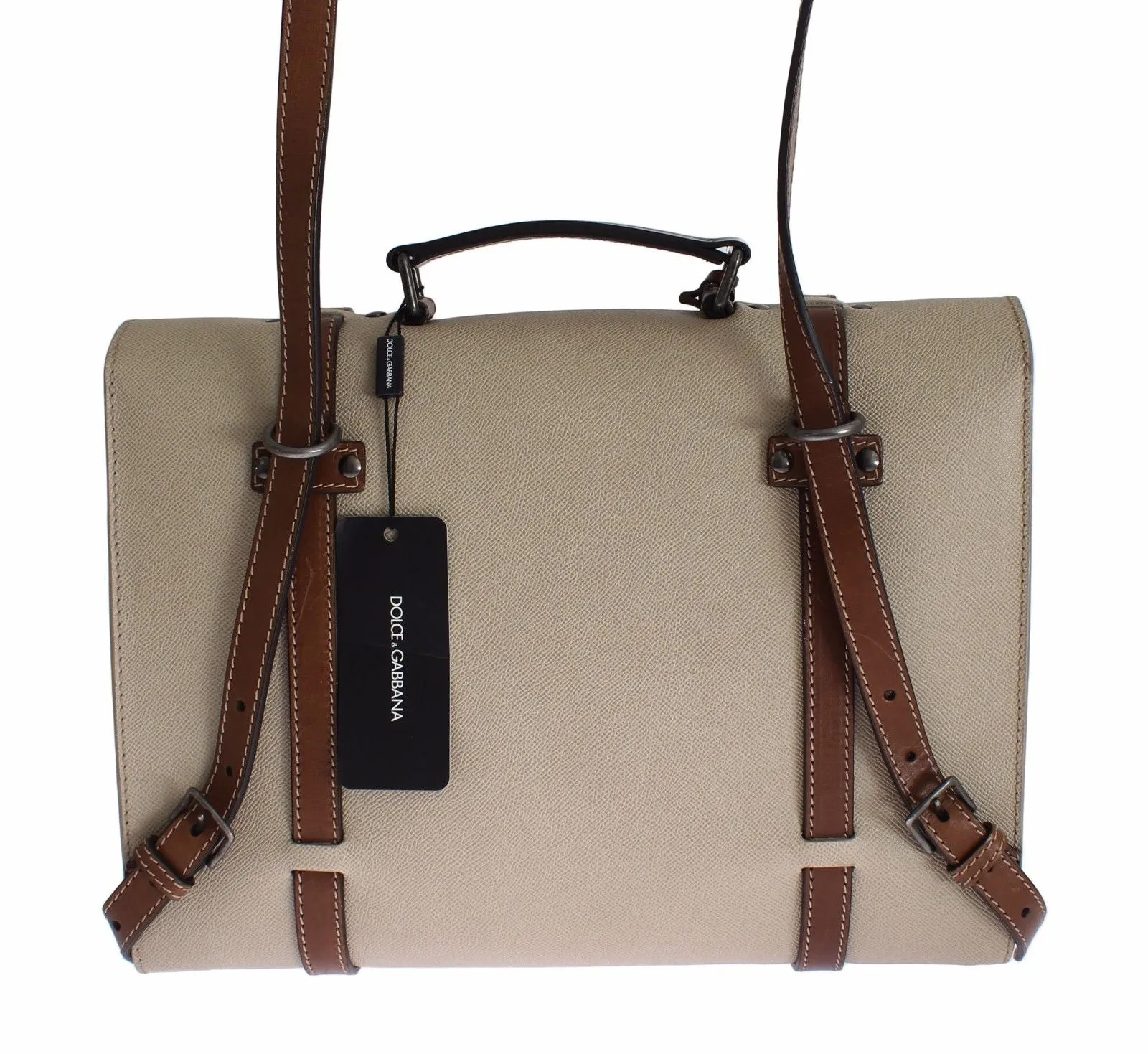 Bag Beige Studded Leather Backpack