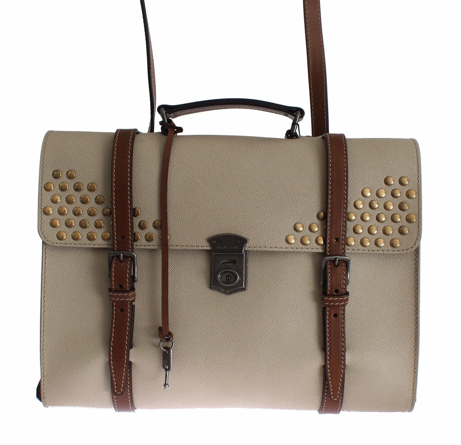 Bag Beige Studded Leather Backpack
