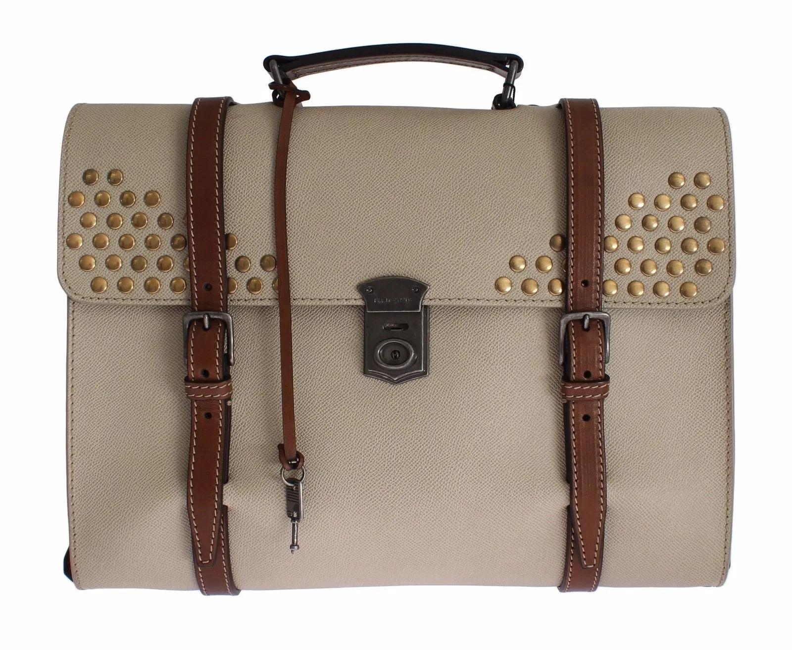 Bag Beige Studded Leather Backpack