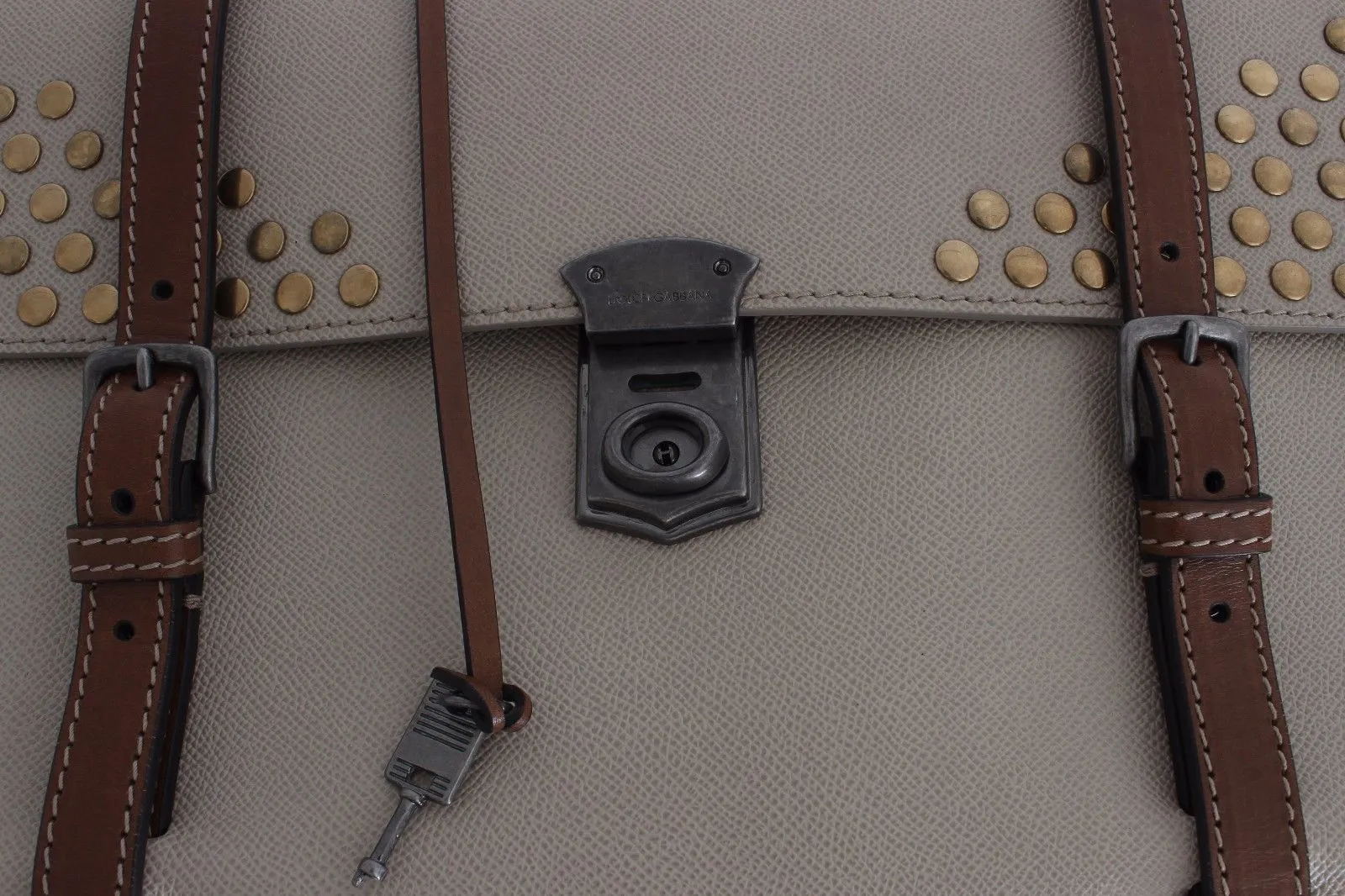 Bag Beige Studded Leather Backpack