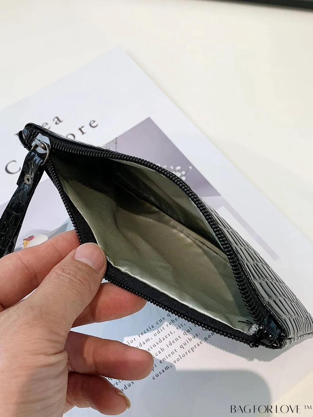 BagForLove - Black Crocodile Embossed PU Mini Square Bag - Exquisite and Compact