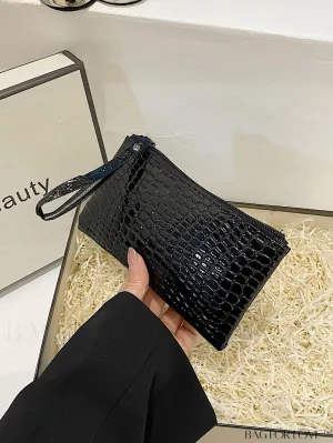 BagForLove - Black Crocodile Embossed PU Mini Square Bag - Exquisite and Compact