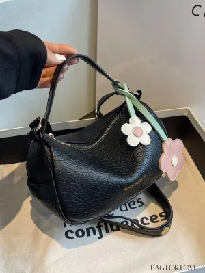 BagForLove - Chic Alphabet Print Handbag with Elegant Charm Pendant
