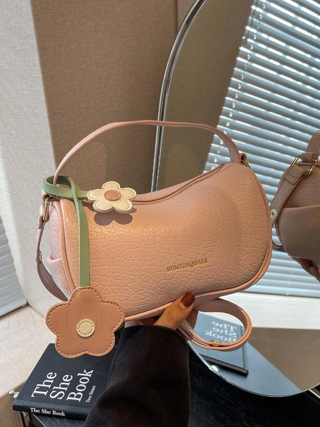 BagForLove - Chic Alphabet Print Handbag with Elegant Charm Pendant
