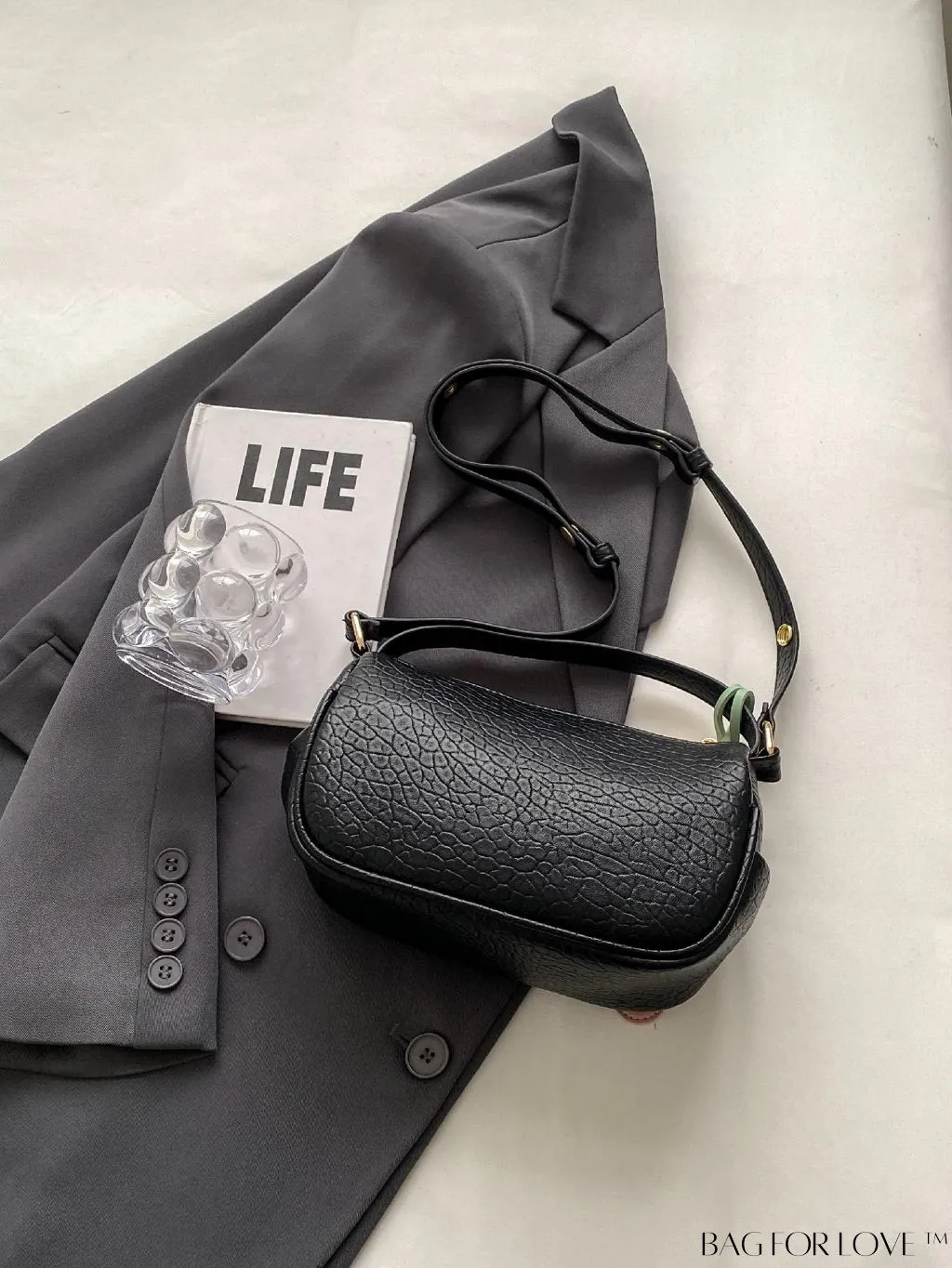 BagForLove - Chic Alphabet Print Handbag with Elegant Charm Pendant