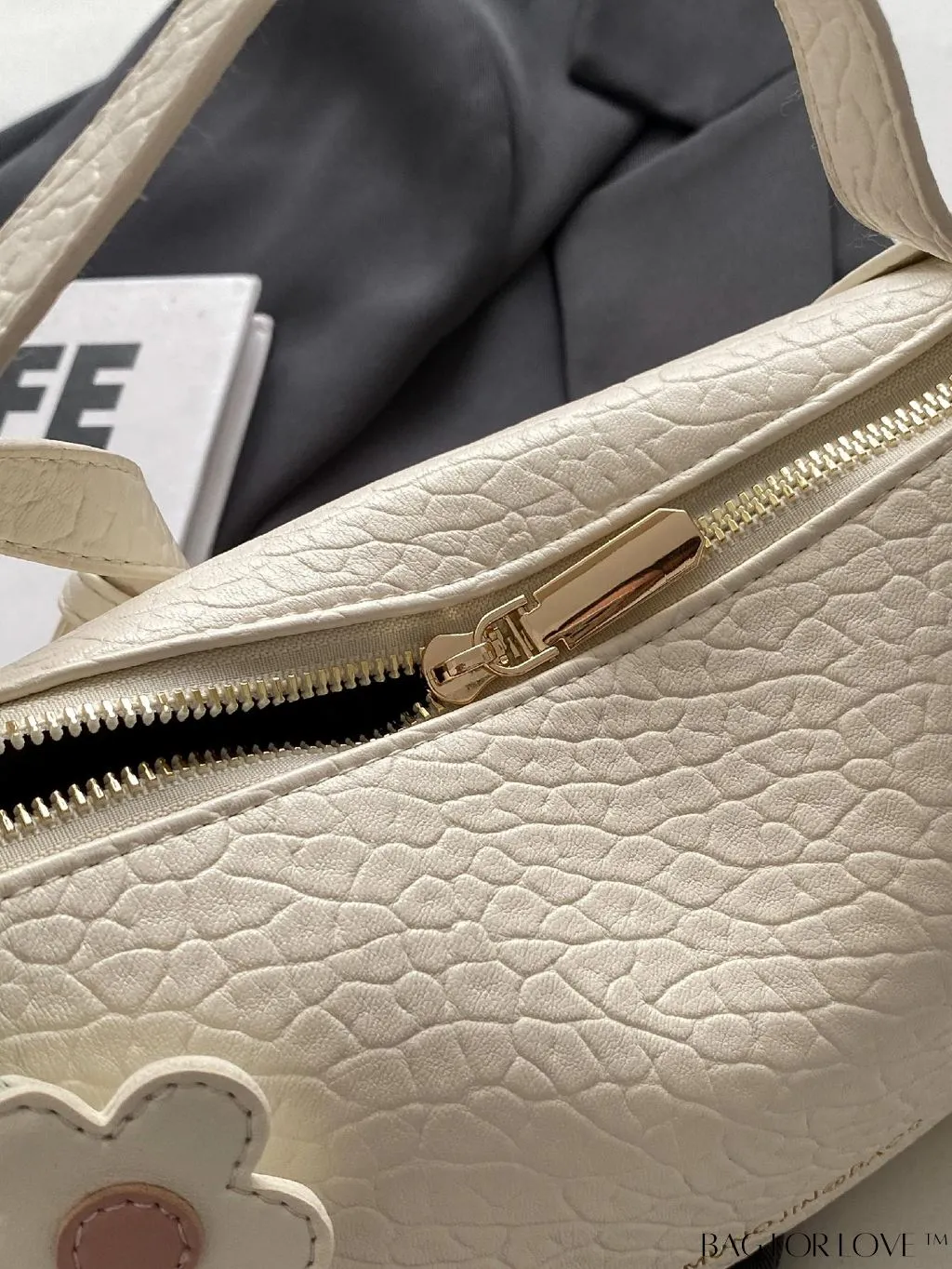 BagForLove - Chic Alphabet Print Handbag with Elegant Charm Pendant