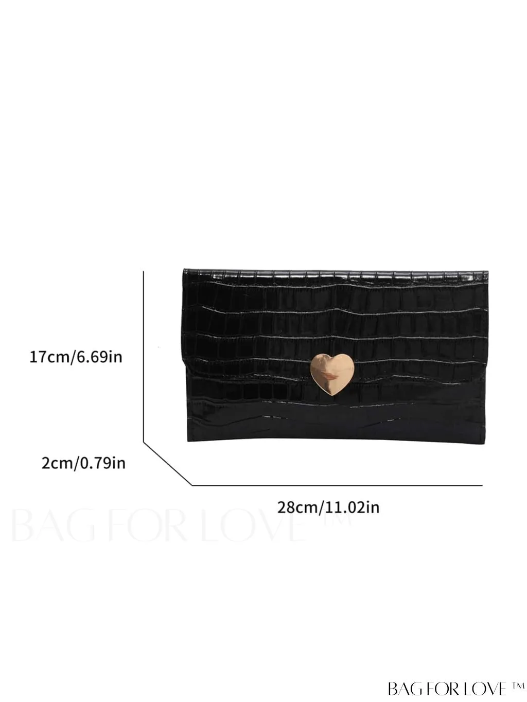 BagForLove - Chic Crocodile Embossed Envelope Bag with Sleek Metal Accents - Perfect for Daily Use