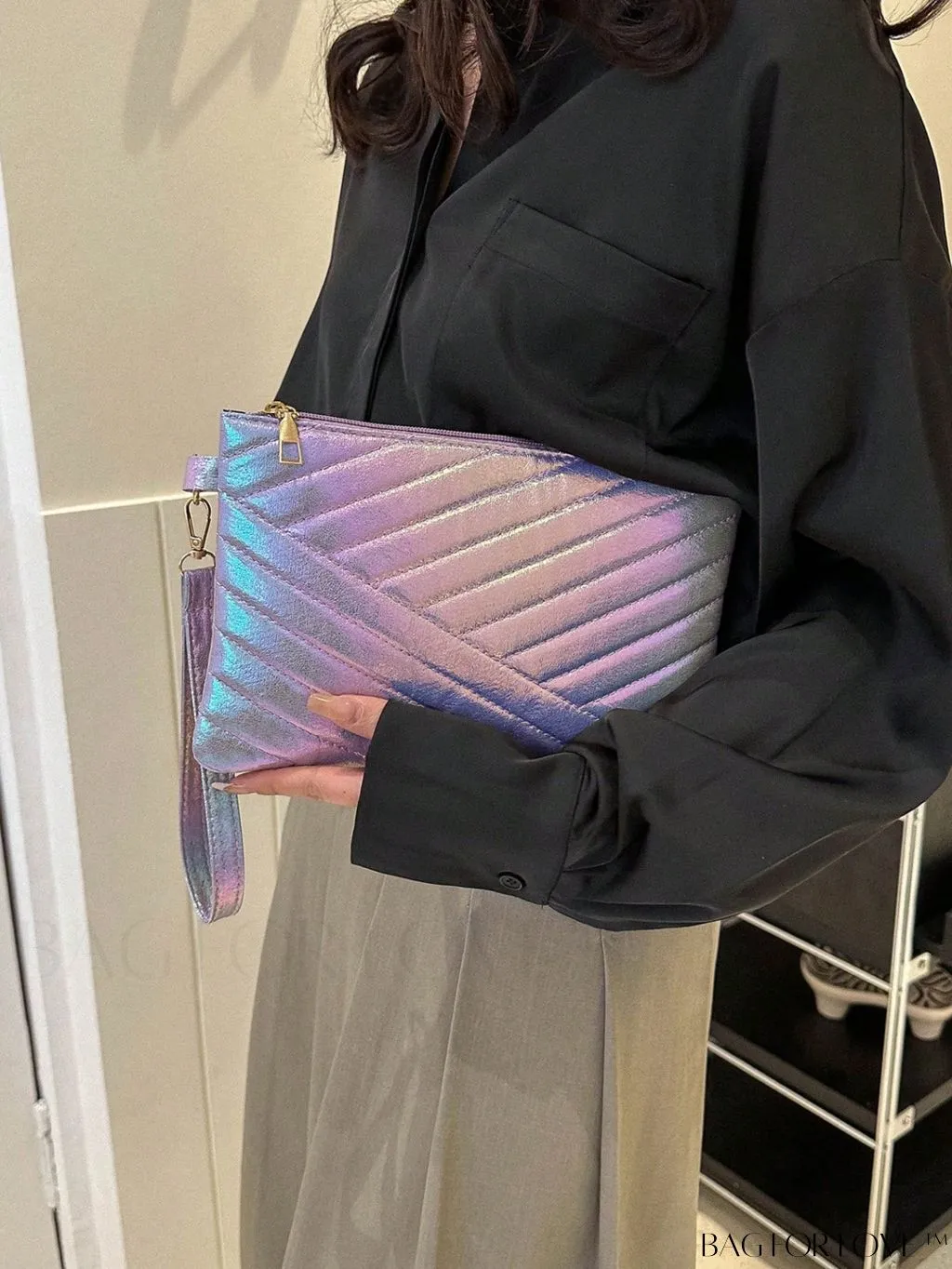 BagForLove - Chic Holographic Quilted PU Square Bag