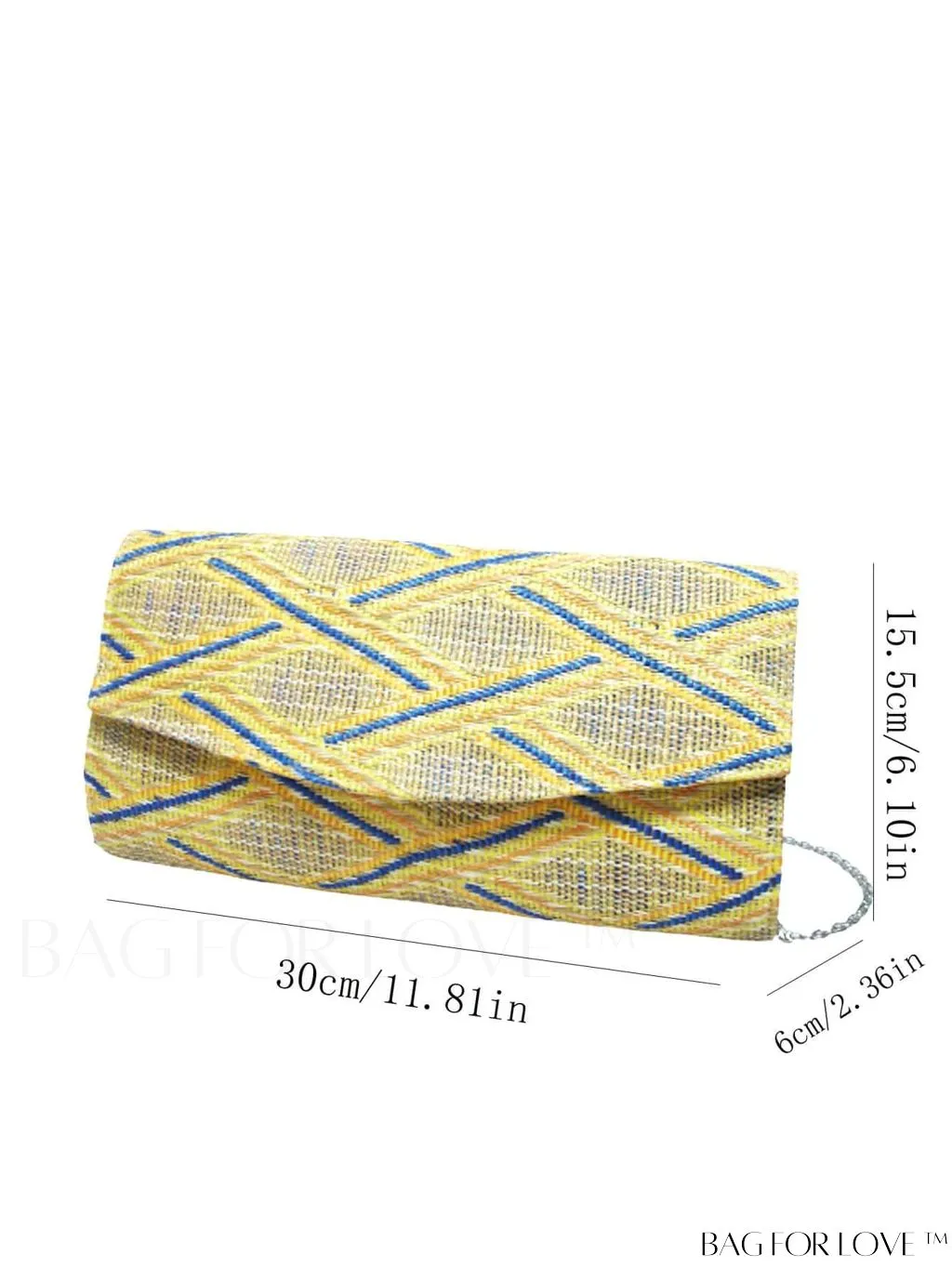 BagForLove - Colorblock Geometric Pattern Flap Bag - Medium Square Size