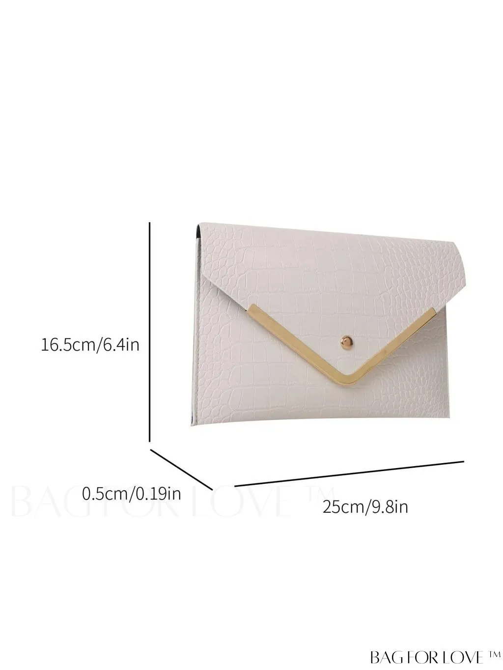 BagForLove - Crocodile Embossed Envelope Bag with Metal Accents