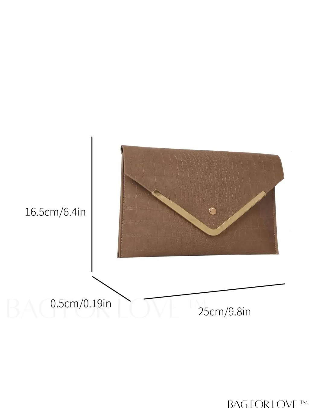 BagForLove - Crocodile Embossed Envelope Bag with Metal Accents