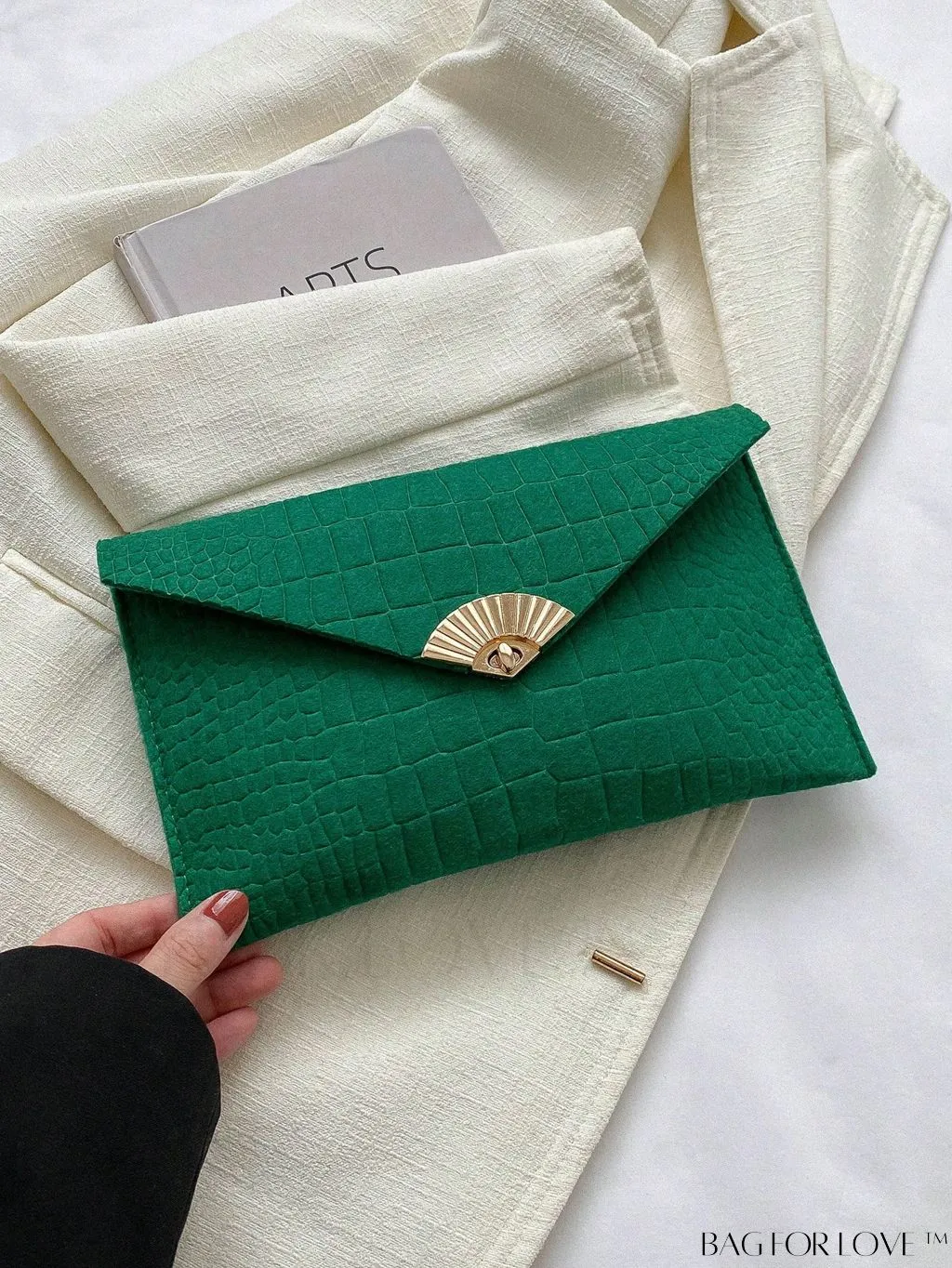 BagForLove - Crocodile Embossed Flap Envelope Bag - Stylish Polyester Fashion Accessory