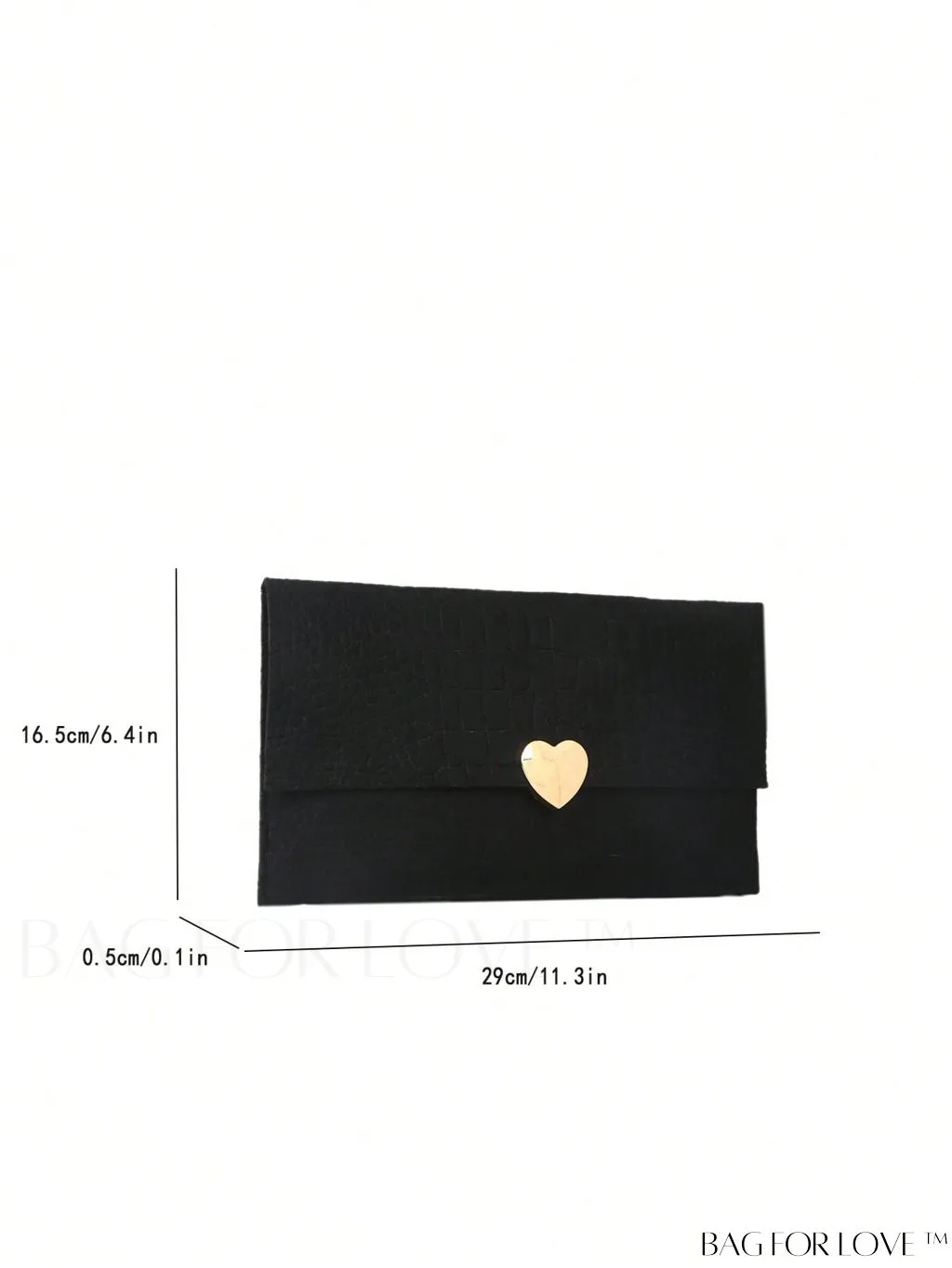 BagForLove - Crocodile Embossed Heart Flap Envelope Bag - Medium Size