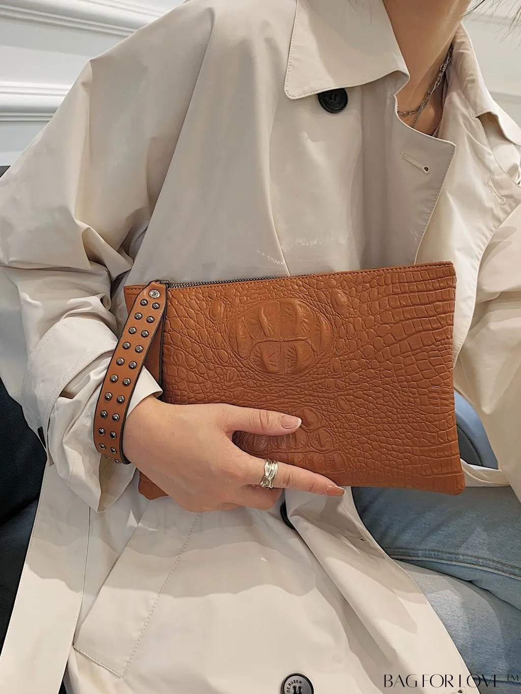 BagForLove - Crocodile Embossed PU Square Bag for Everyday Use