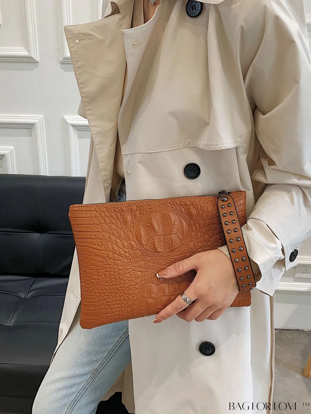 BagForLove - Crocodile Embossed PU Square Bag for Everyday Use