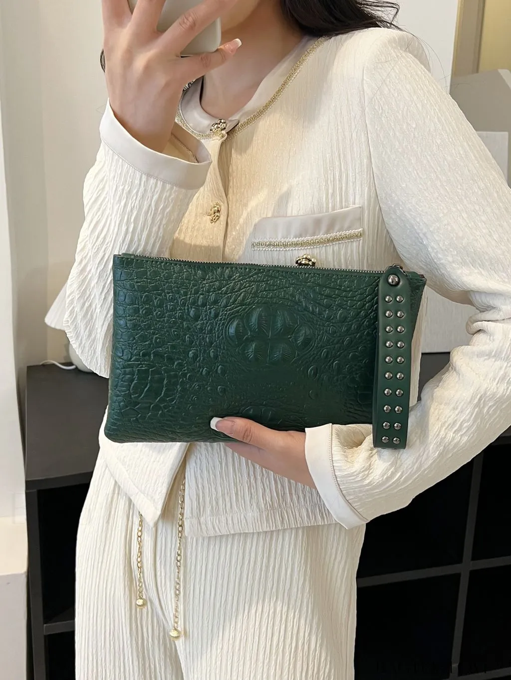 BagForLove - Crocodile Embossed PU Square Bag for Everyday Use