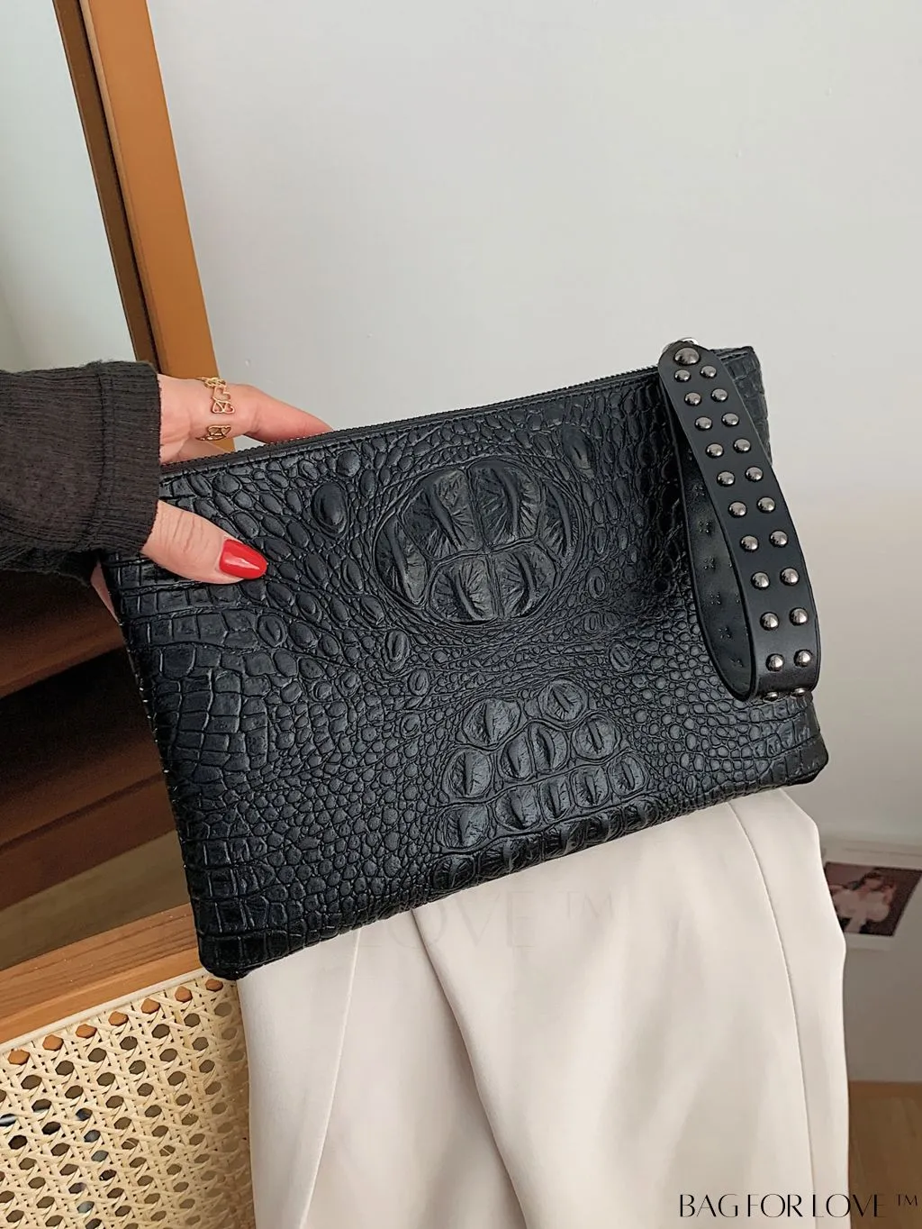 BagForLove - Crocodile Embossed PU Square Bag for Everyday Use