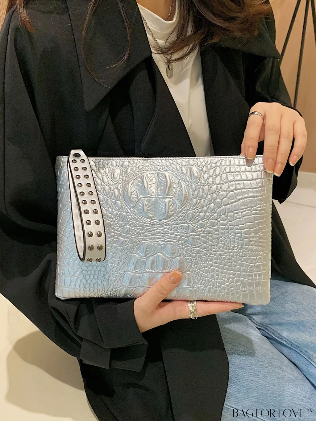 BagForLove - Crocodile Embossed PU Square Bag for Everyday Use