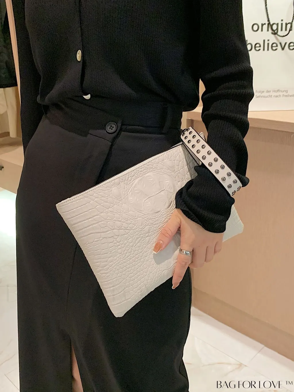 BagForLove - Crocodile Embossed PU Square Bag for Everyday Use