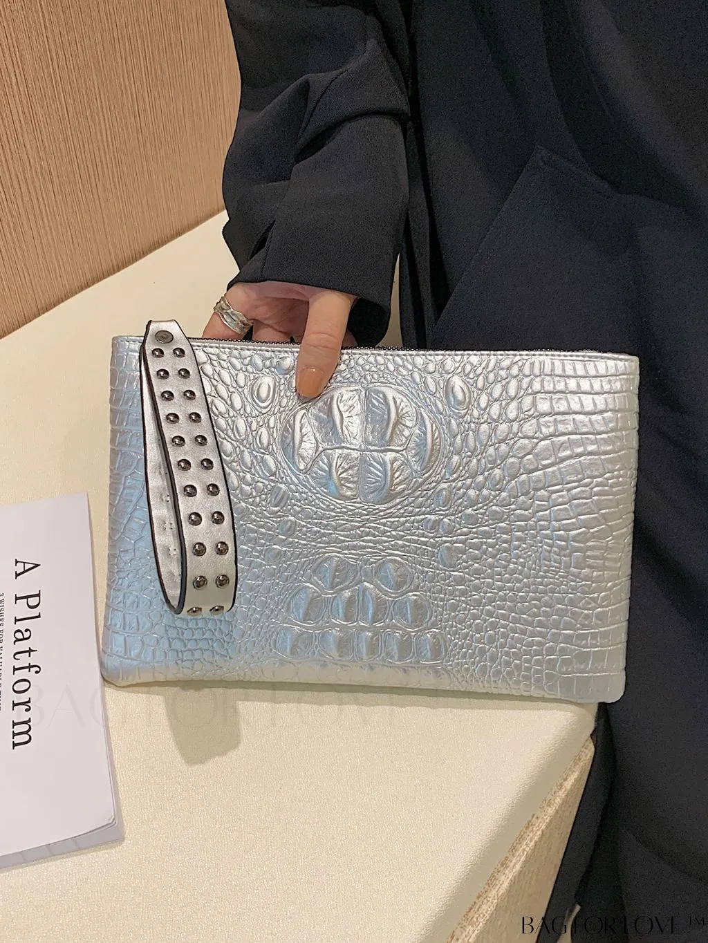 BagForLove - Crocodile Embossed PU Square Bag for Everyday Use