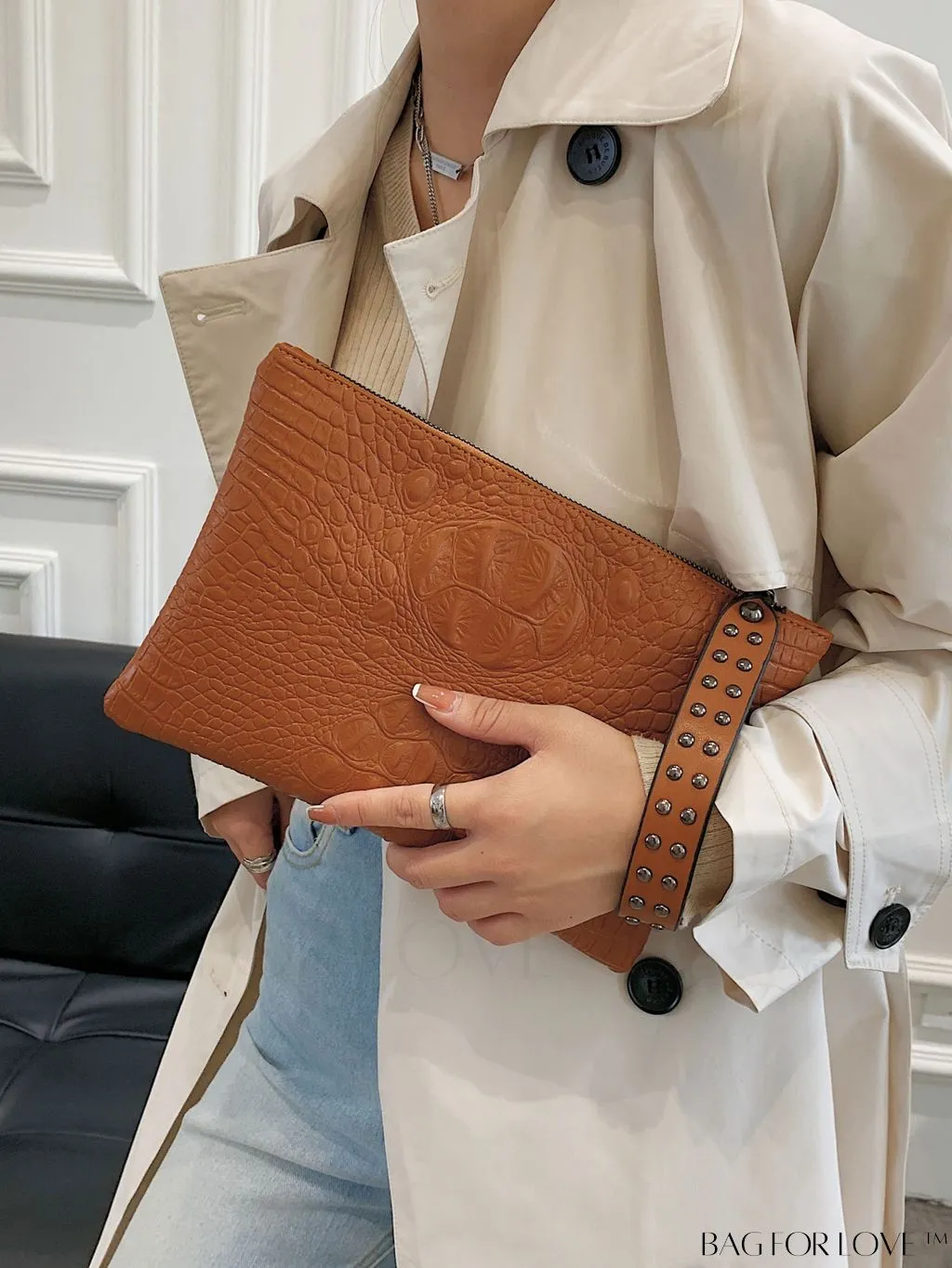 BagForLove - Crocodile Embossed PU Square Bag for Everyday Use