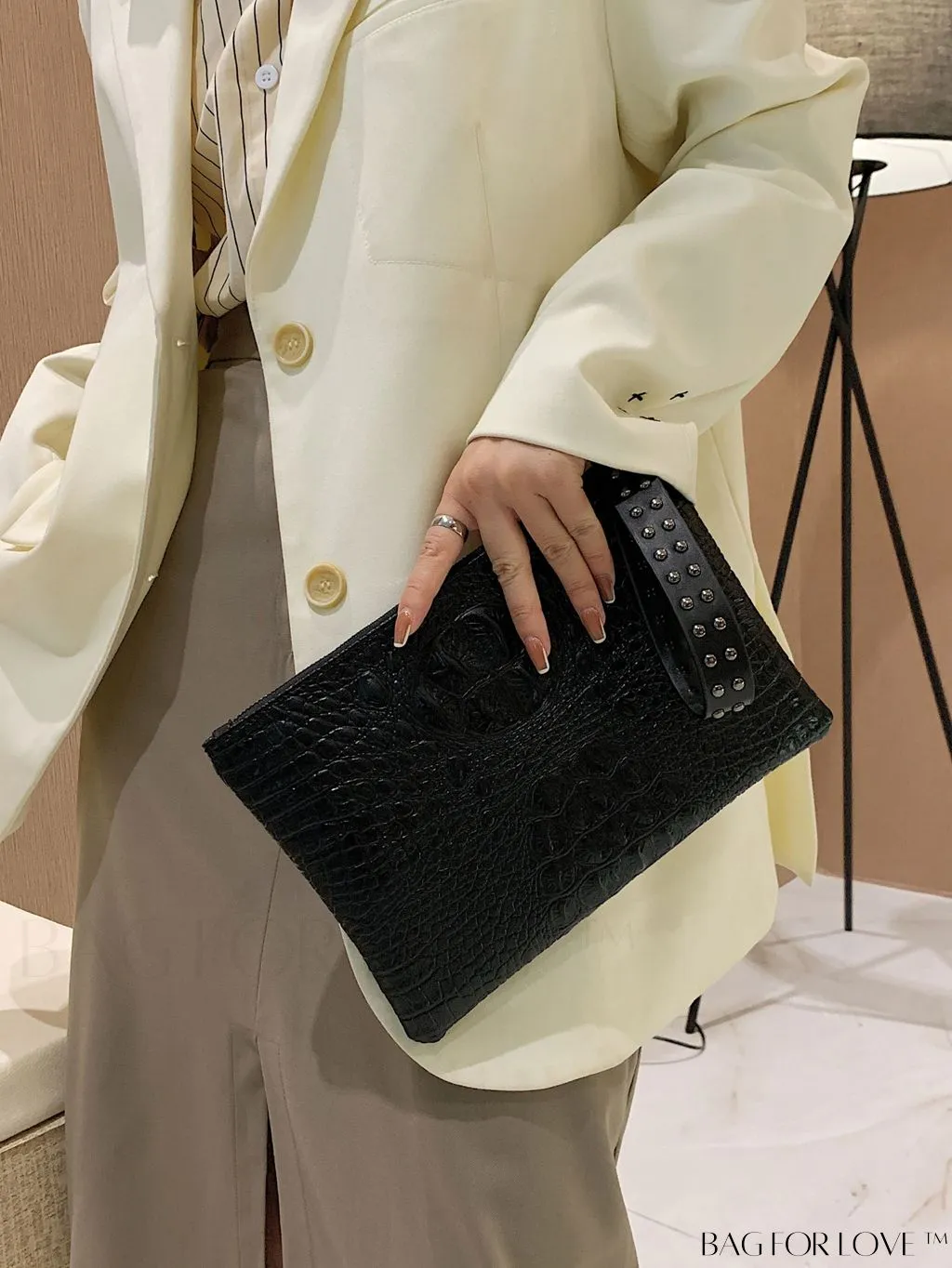 BagForLove - Crocodile Embossed PU Square Bag for Everyday Use