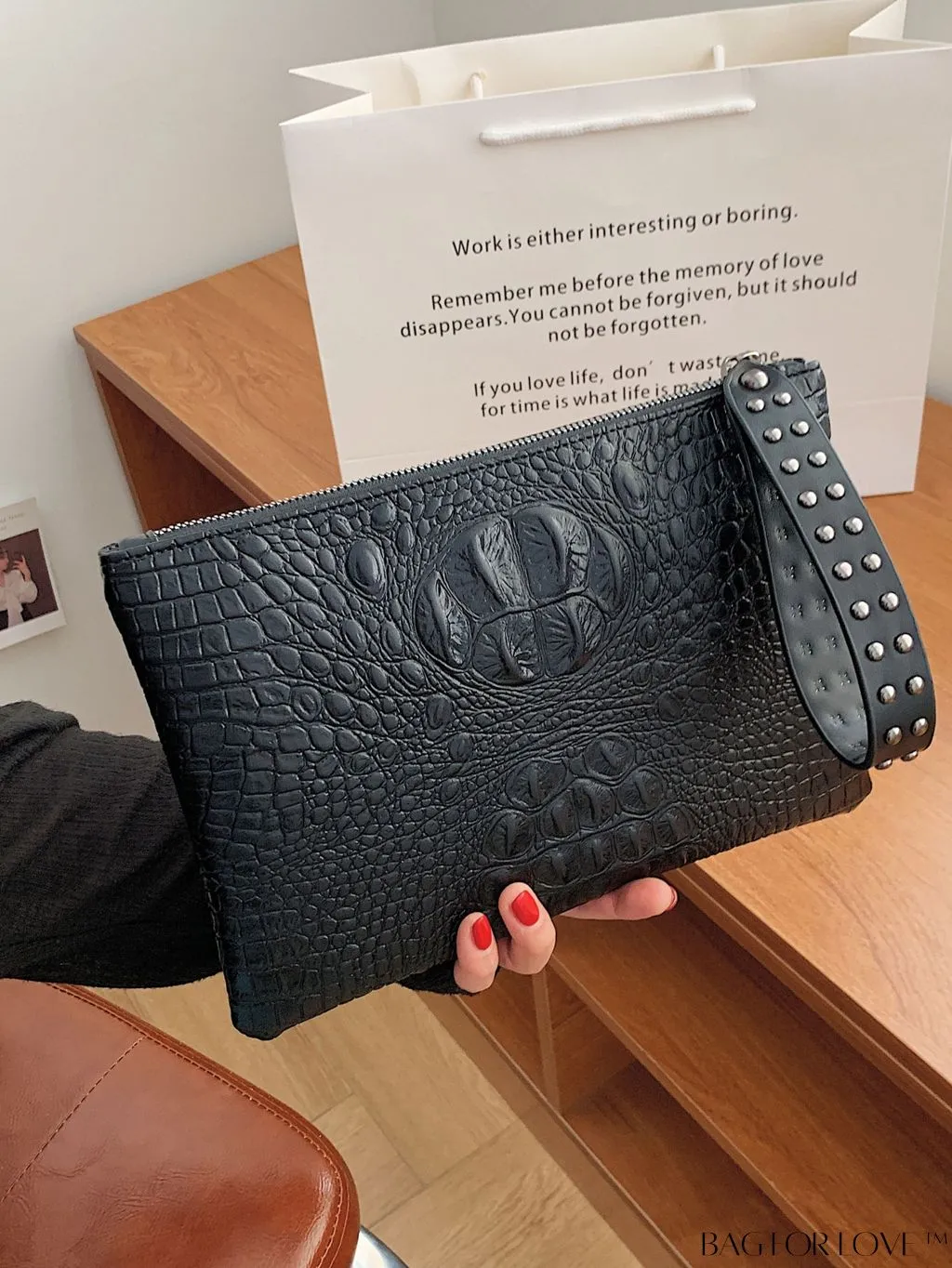 BagForLove - Crocodile Embossed PU Square Bag for Everyday Use